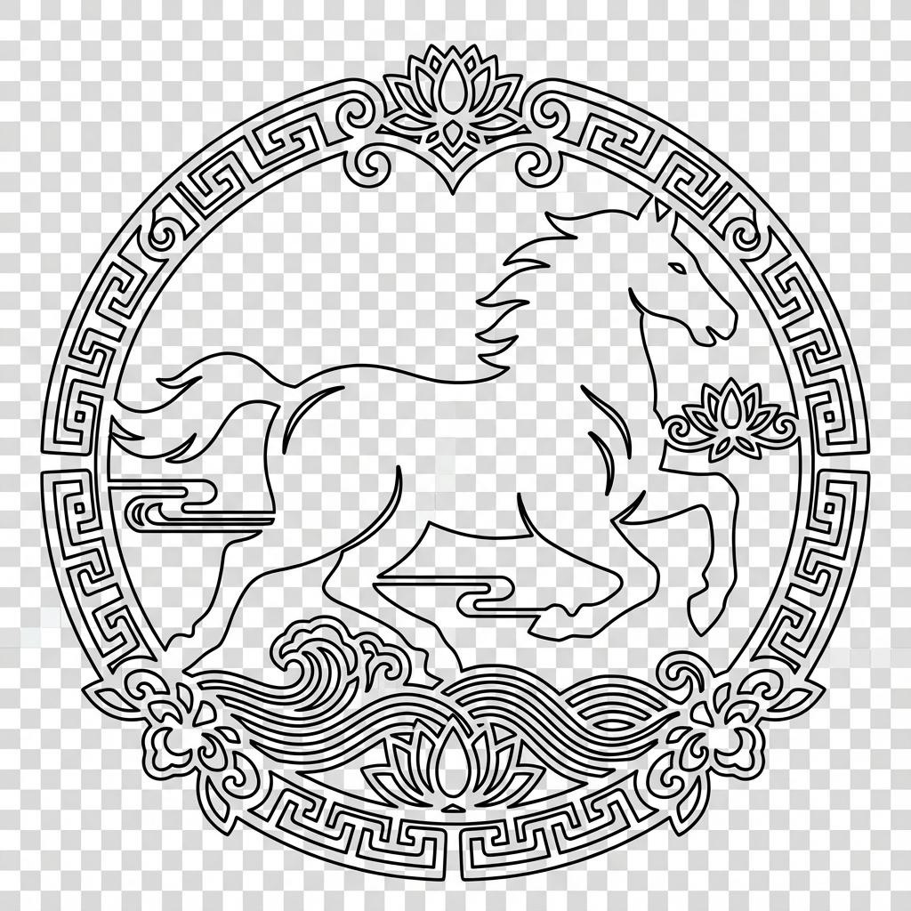 Harmony of Clouds and Horse: A New Year Blessing