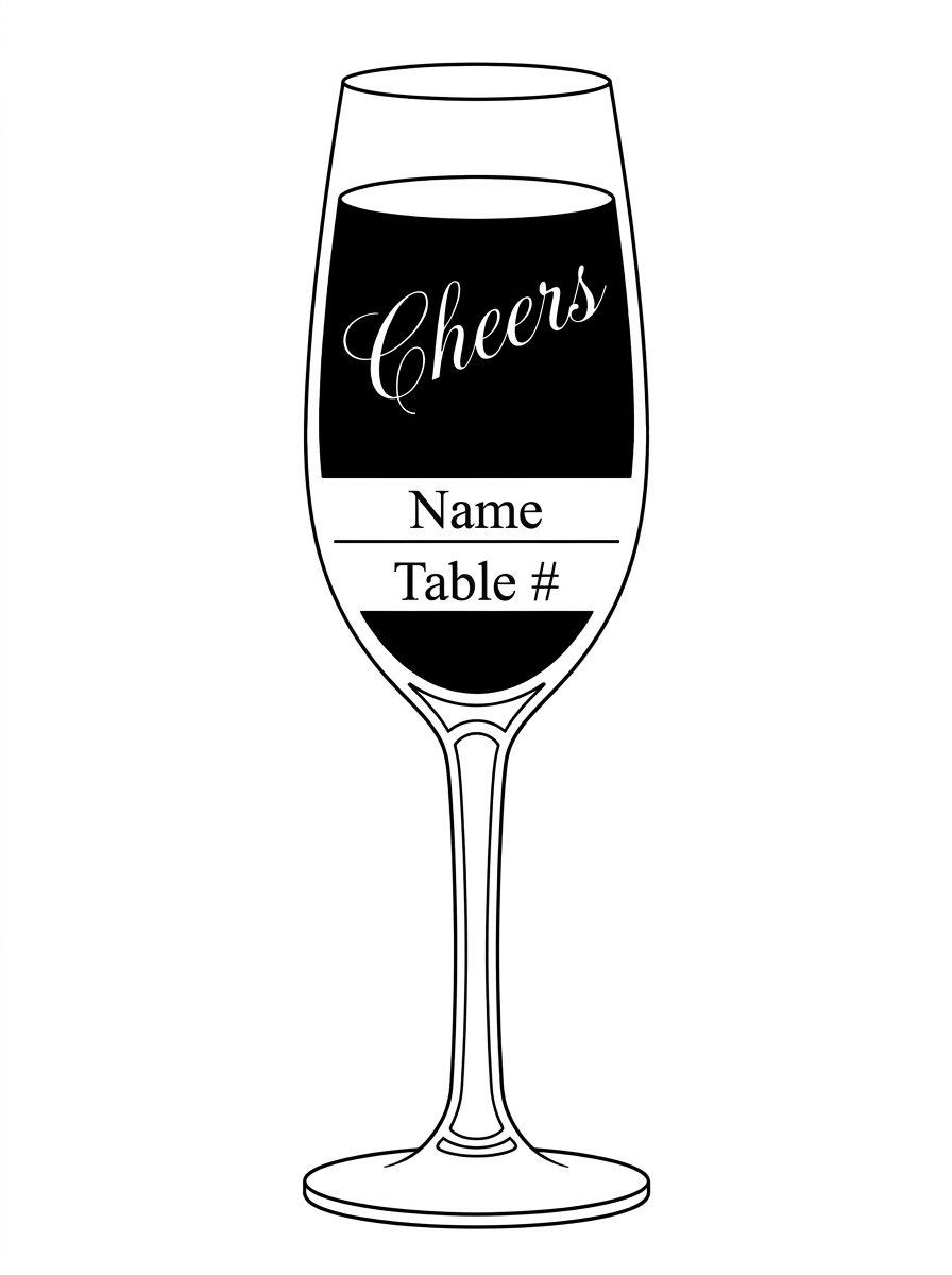 Wine Glass Shaped Wedding Table Place Card