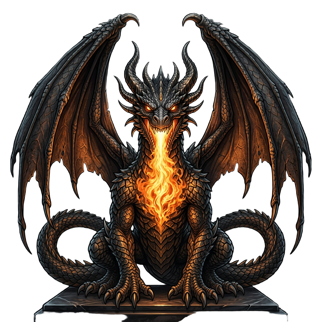 Square Slate Coaster Featuring Intricate Dragon Illustration