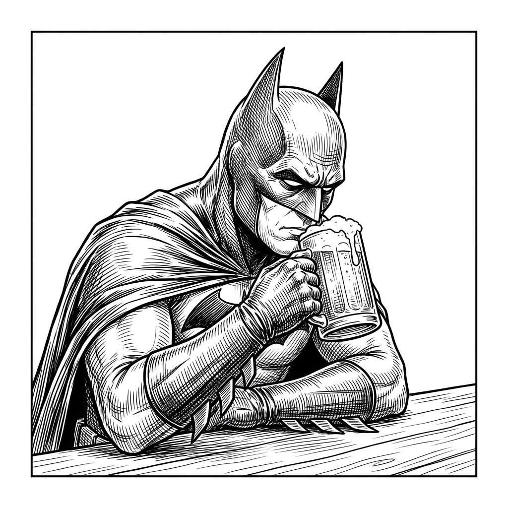 Batman having a cold one