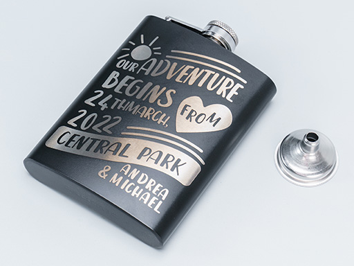 Engraved Metal Hip Flask Set laser engraved metal kitchen idea
