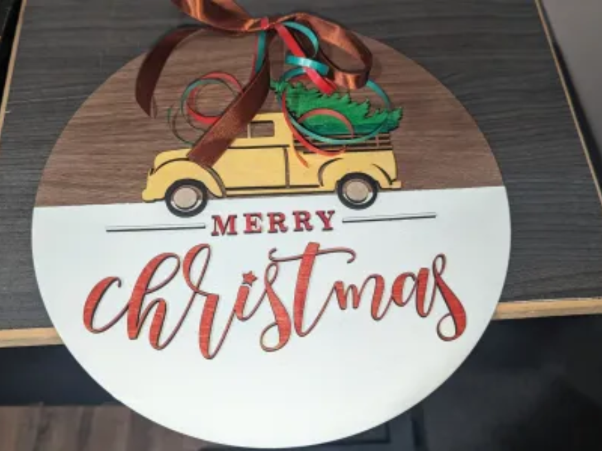 Vintage-Weihnachts-Schild Weihnachts Türdekorationsidee