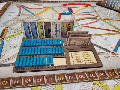 木質火車棋子收納器,適用於棋盤遊戲家庭聖誕禮物