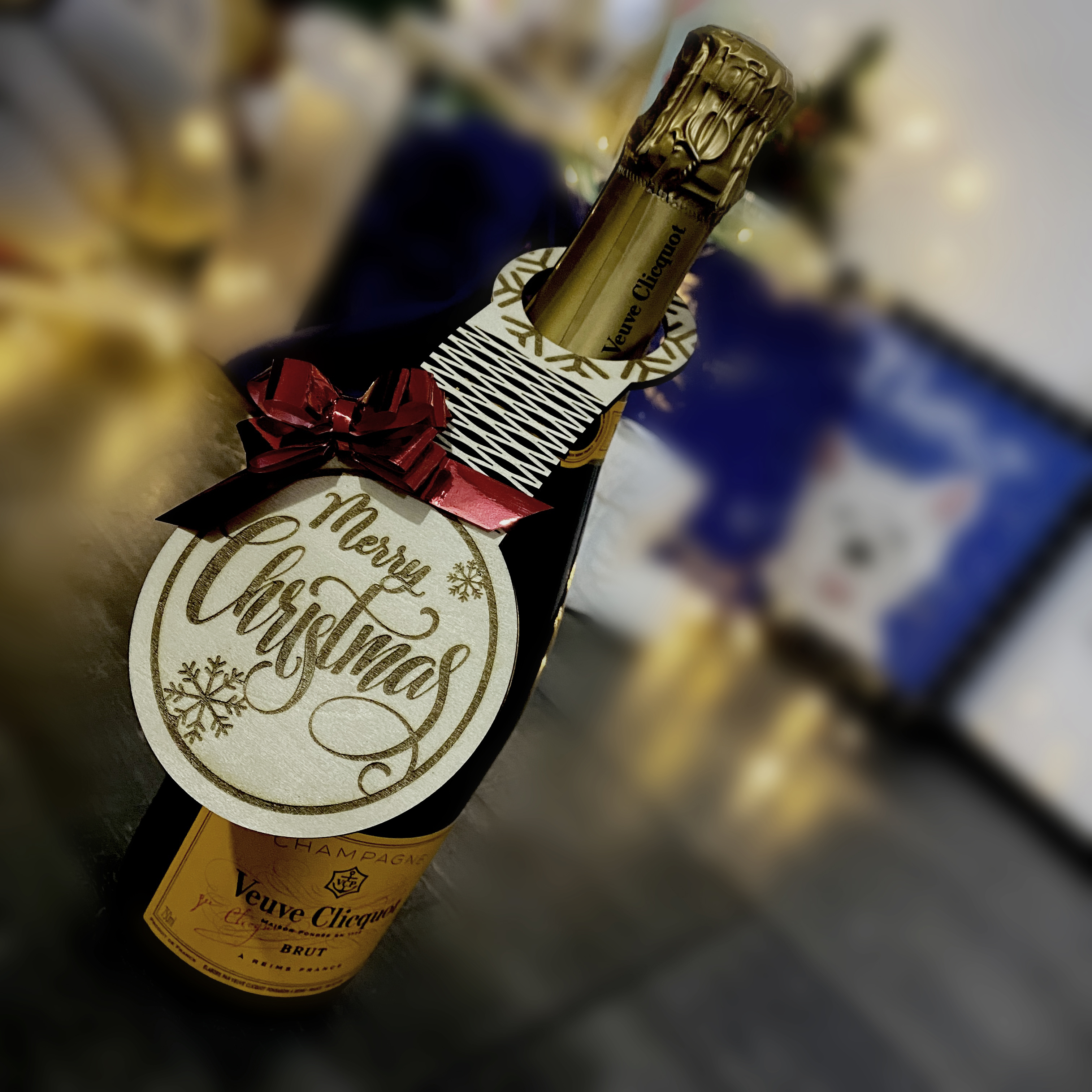 Etiqueta navideña para botella de vino, idea de regalo de vino