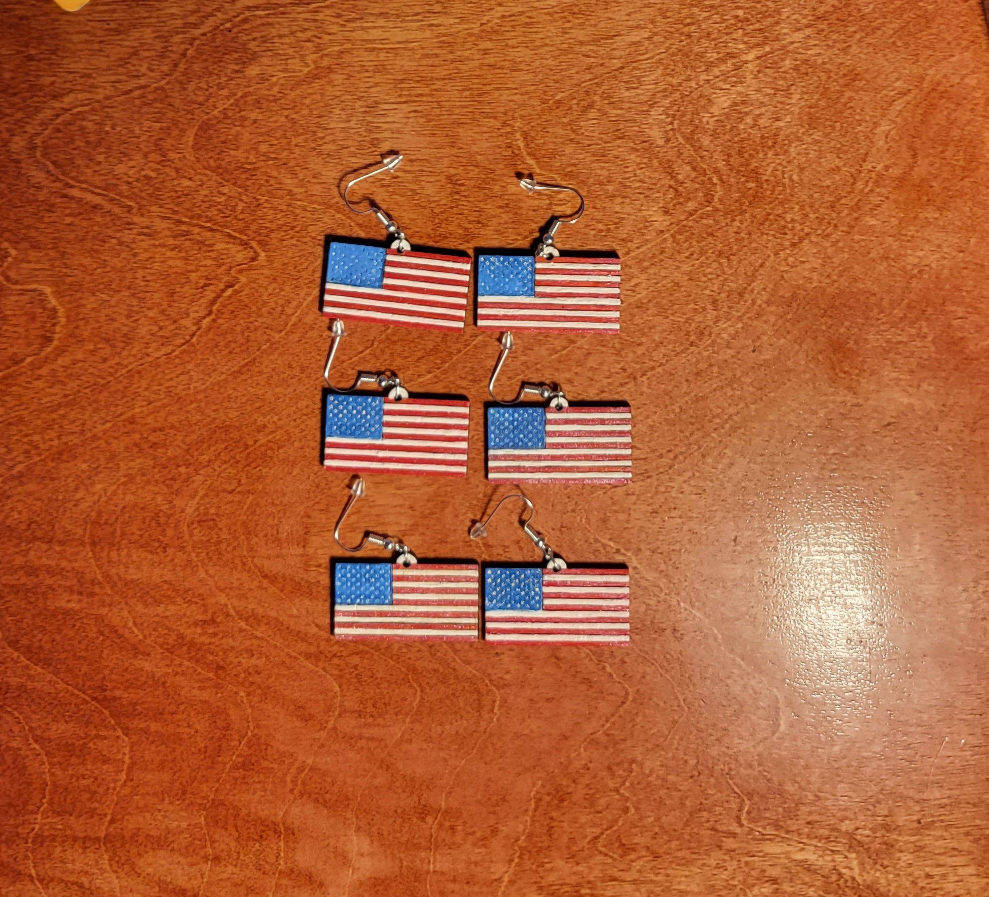 4th of July Flag Earrings — free patriotic laser/print project file on Atomm