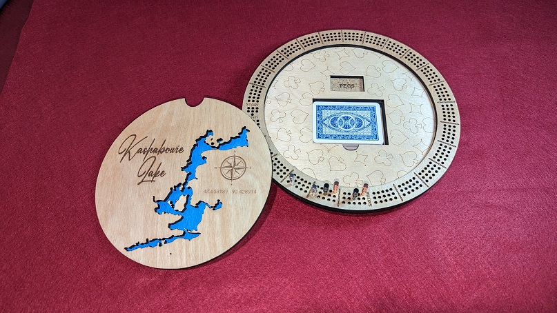 5 layer lake themed wooden cribbage board gift for grandpa idea