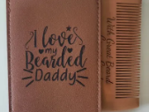 custom engraved gift beard comb and leather bag personalized gift for him idea