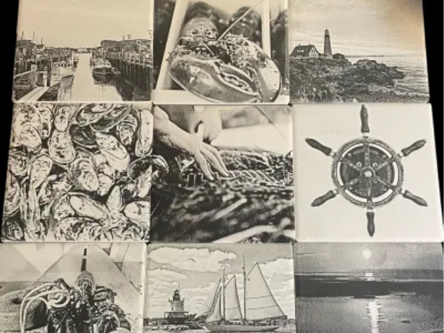 Photo keepsake tiles and coasters printed with family photos