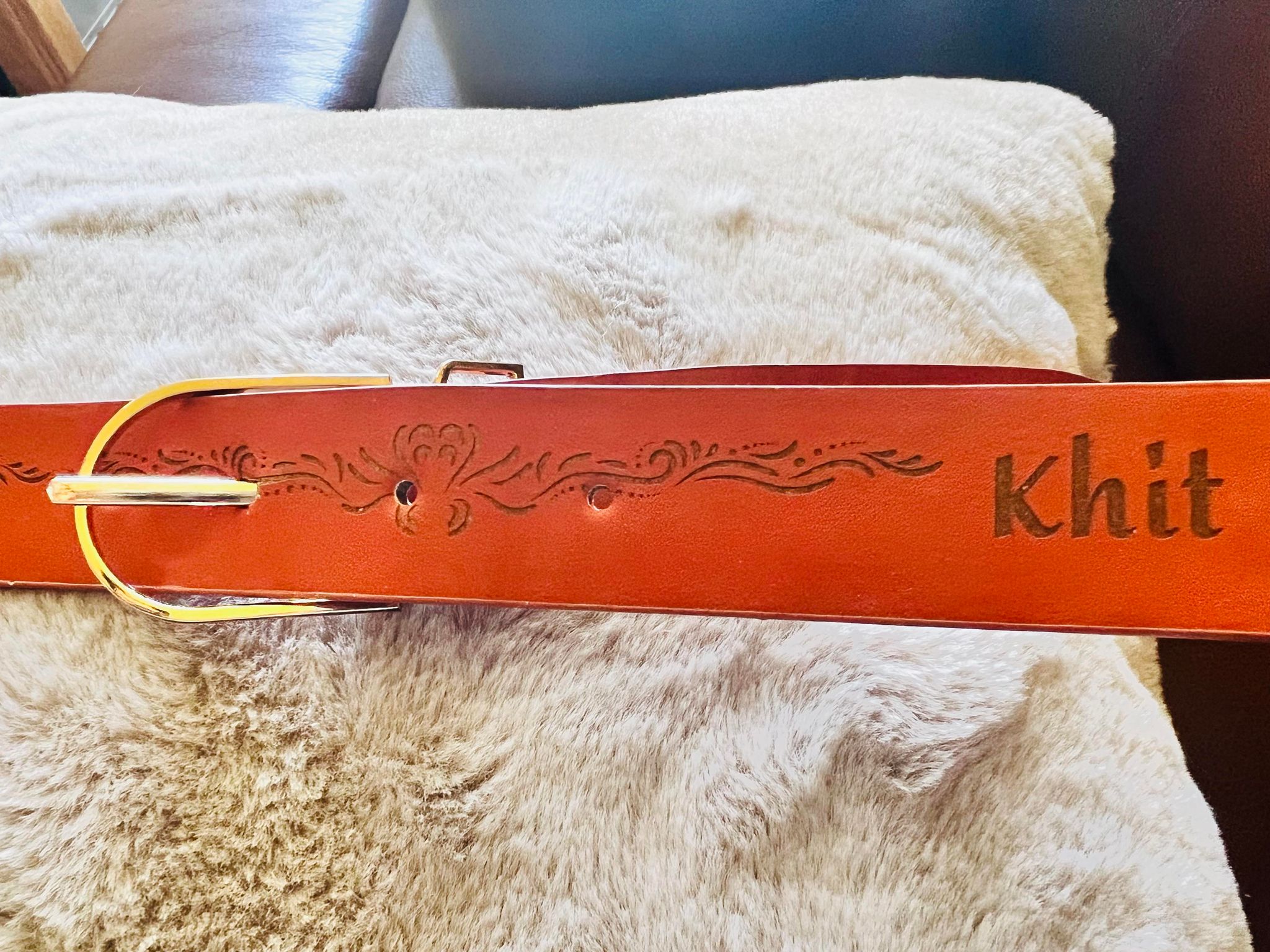 Custom Name and Design Engraving on Leather Belt personalized gift for him idea