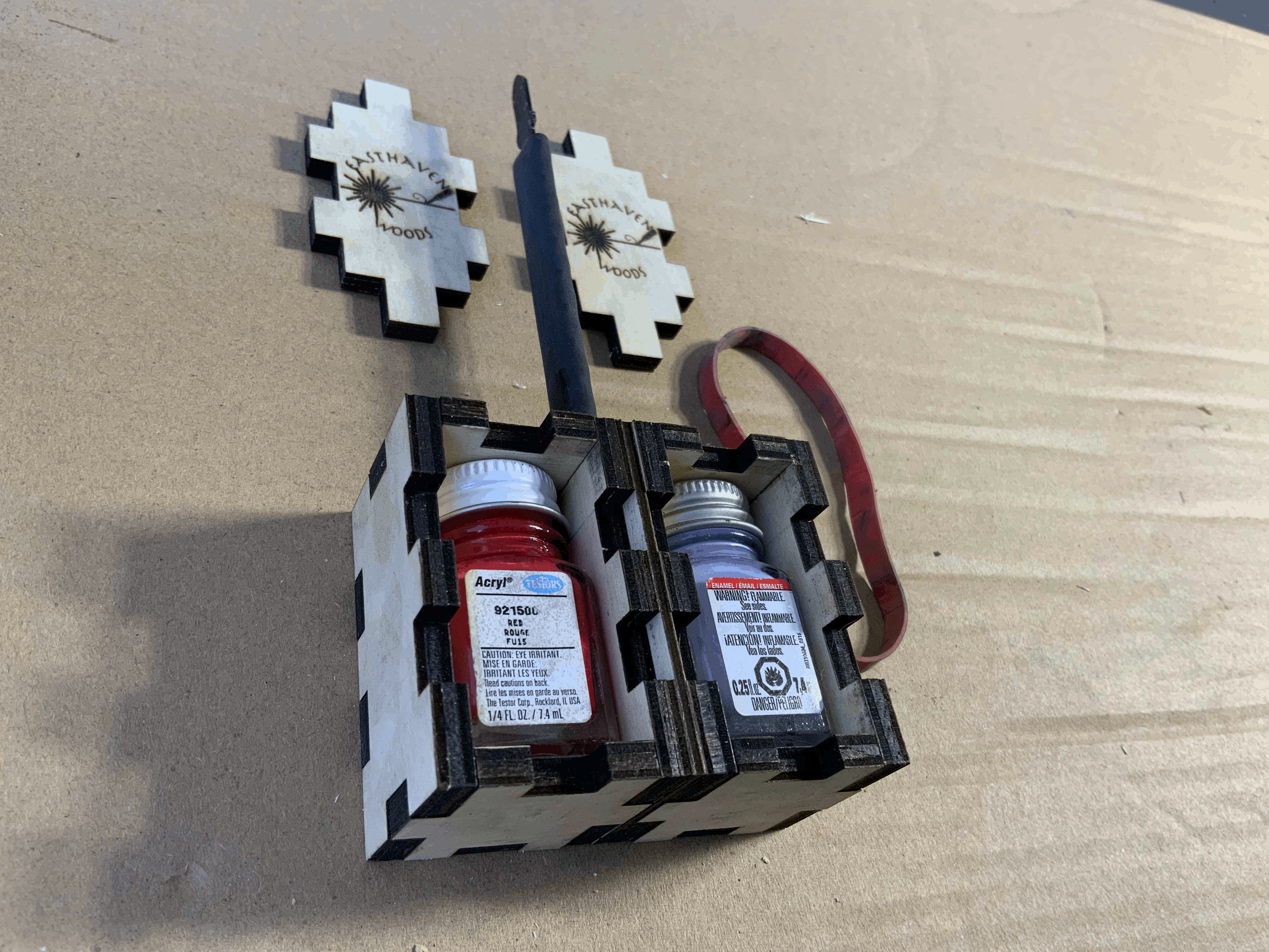 [Laser cut and engrave] Paint Shaker for Testors 1/4oz square glass bottles