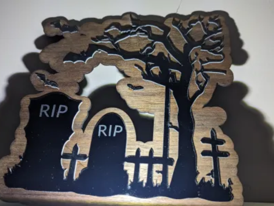 Décoration scène de cimetière, décoration d'Halloween pour extérieur découpée au laser
