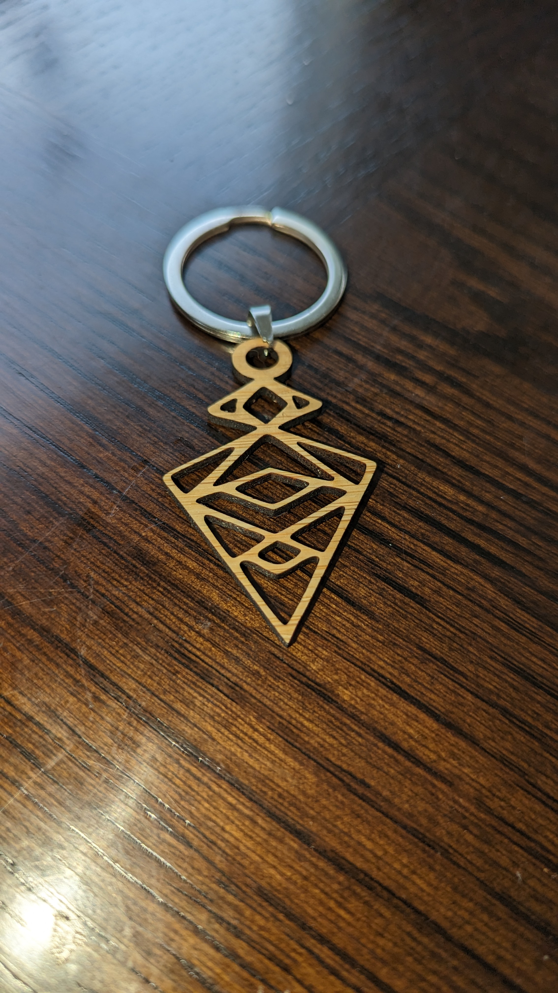 Geometric Bamboo Keychain wood keychain idea