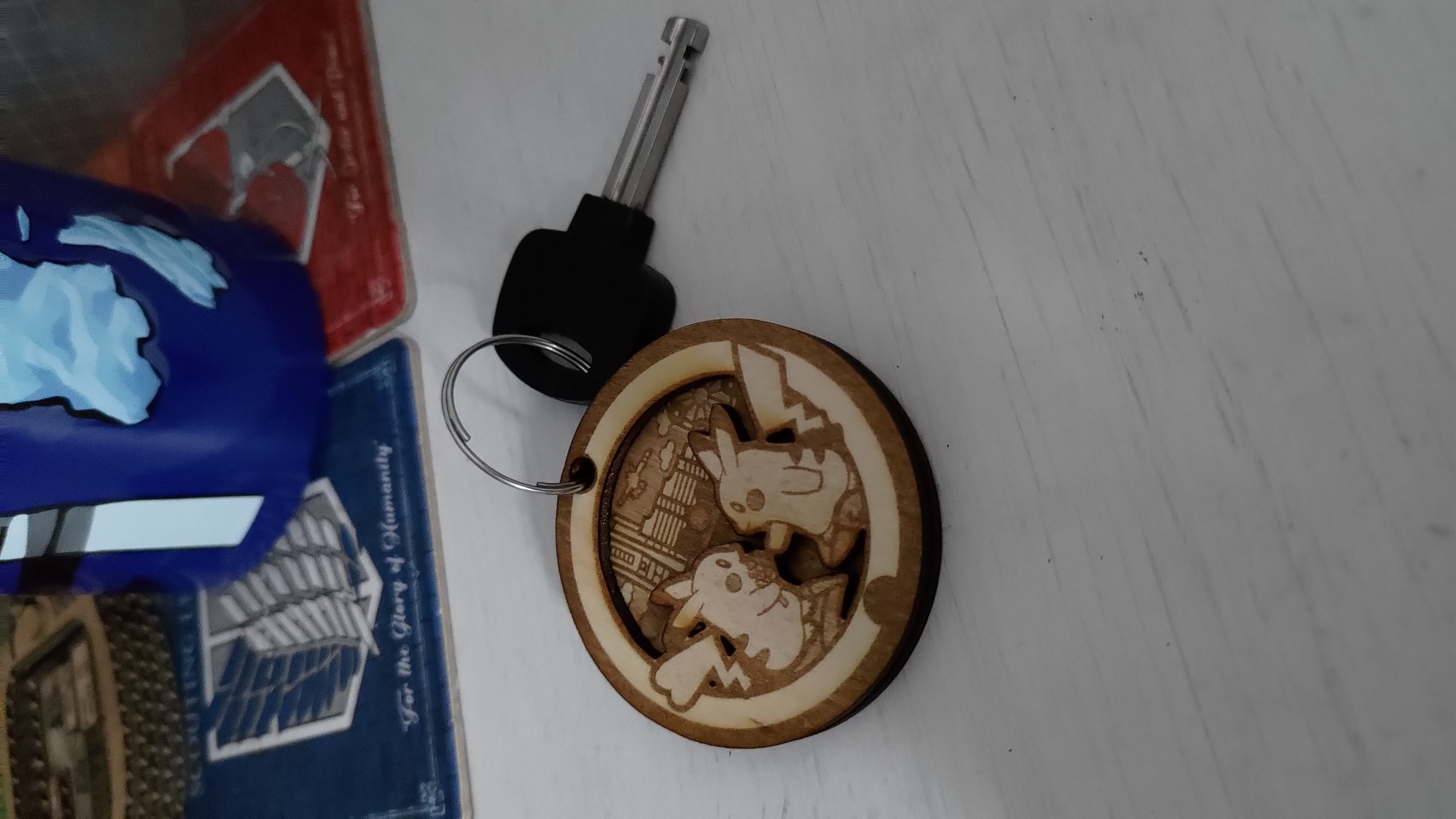 Pikachu in Love Wood Keychain pokemon keychain idea