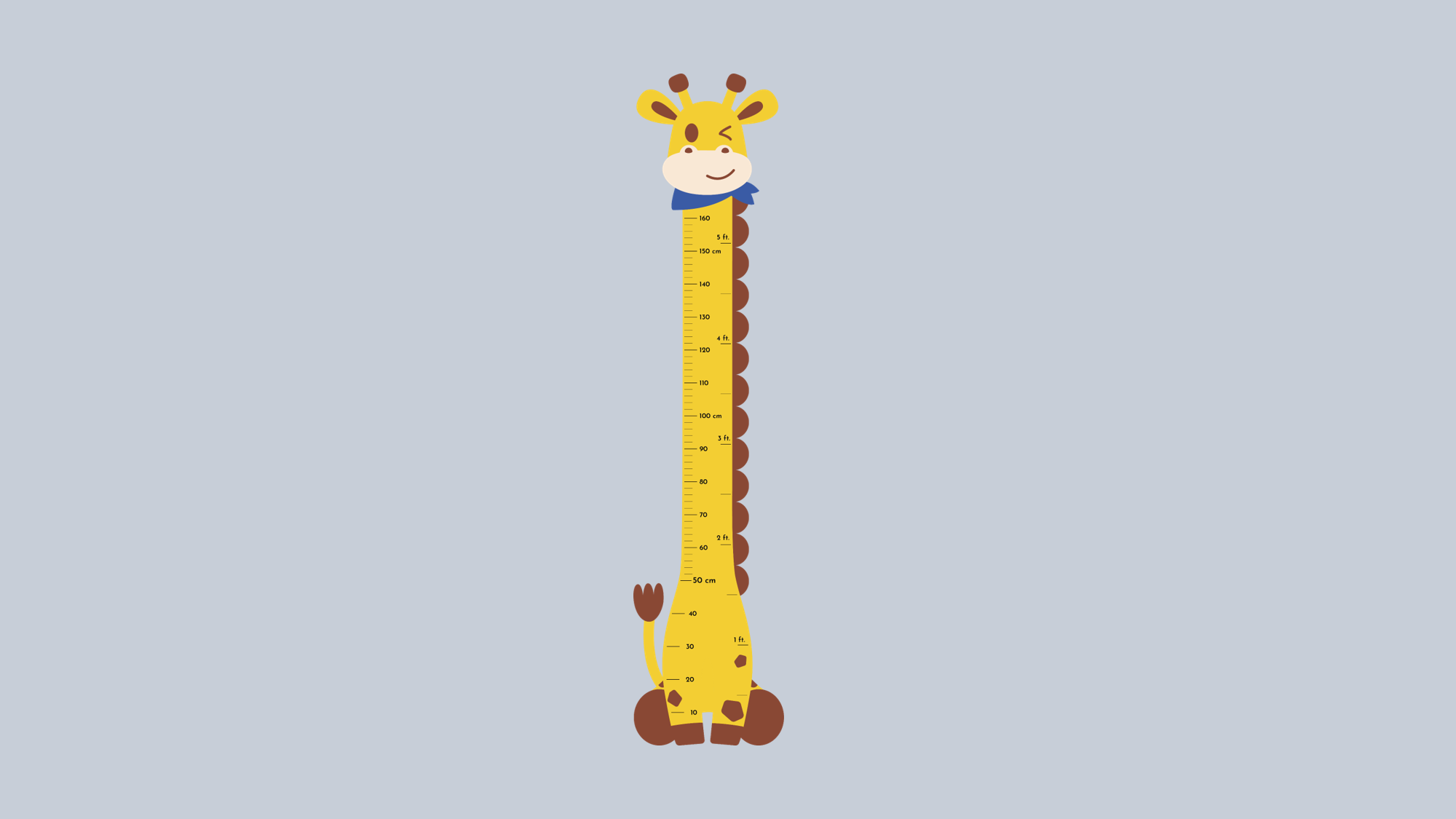 Cute giraffe height measurement growth chart for kids nursery