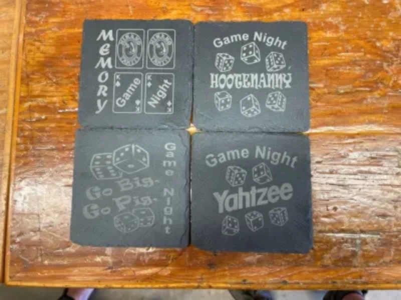 Game Night Slate Coasters gift design