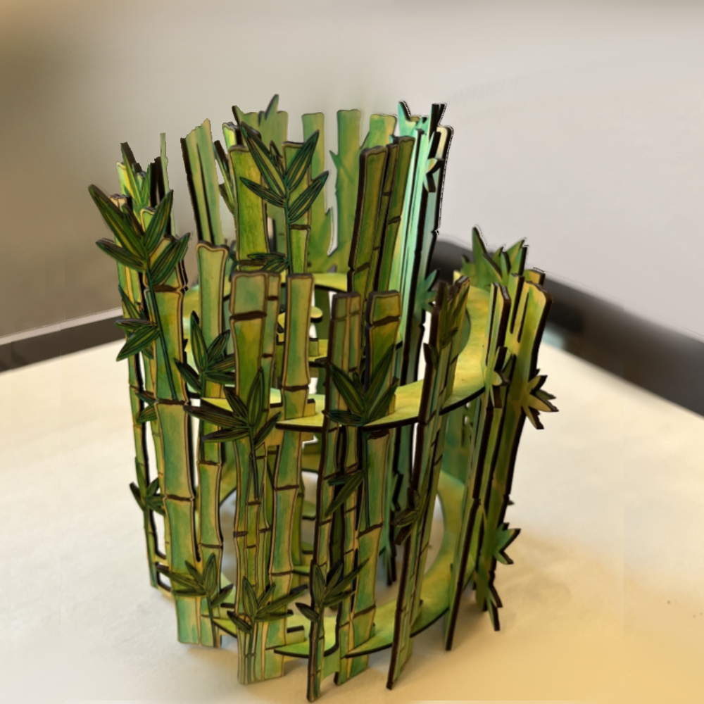 Lampe en bambou en spirale, idée de lampe en bois et déco lumineuse