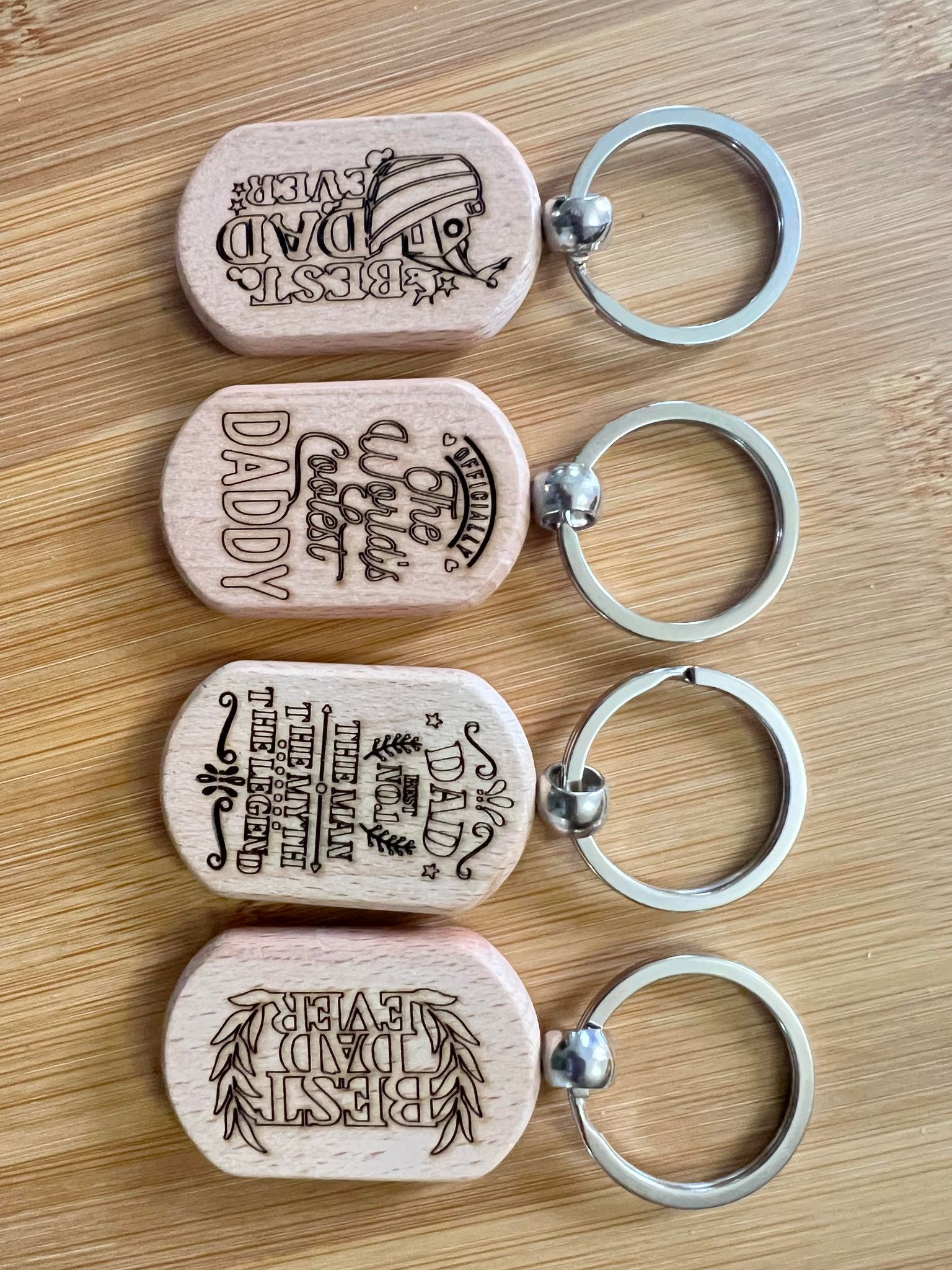 Wooden Keychain for Father laser cut keychain idea for men