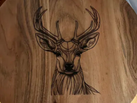 Deer Serving Tray laser cut design on a table