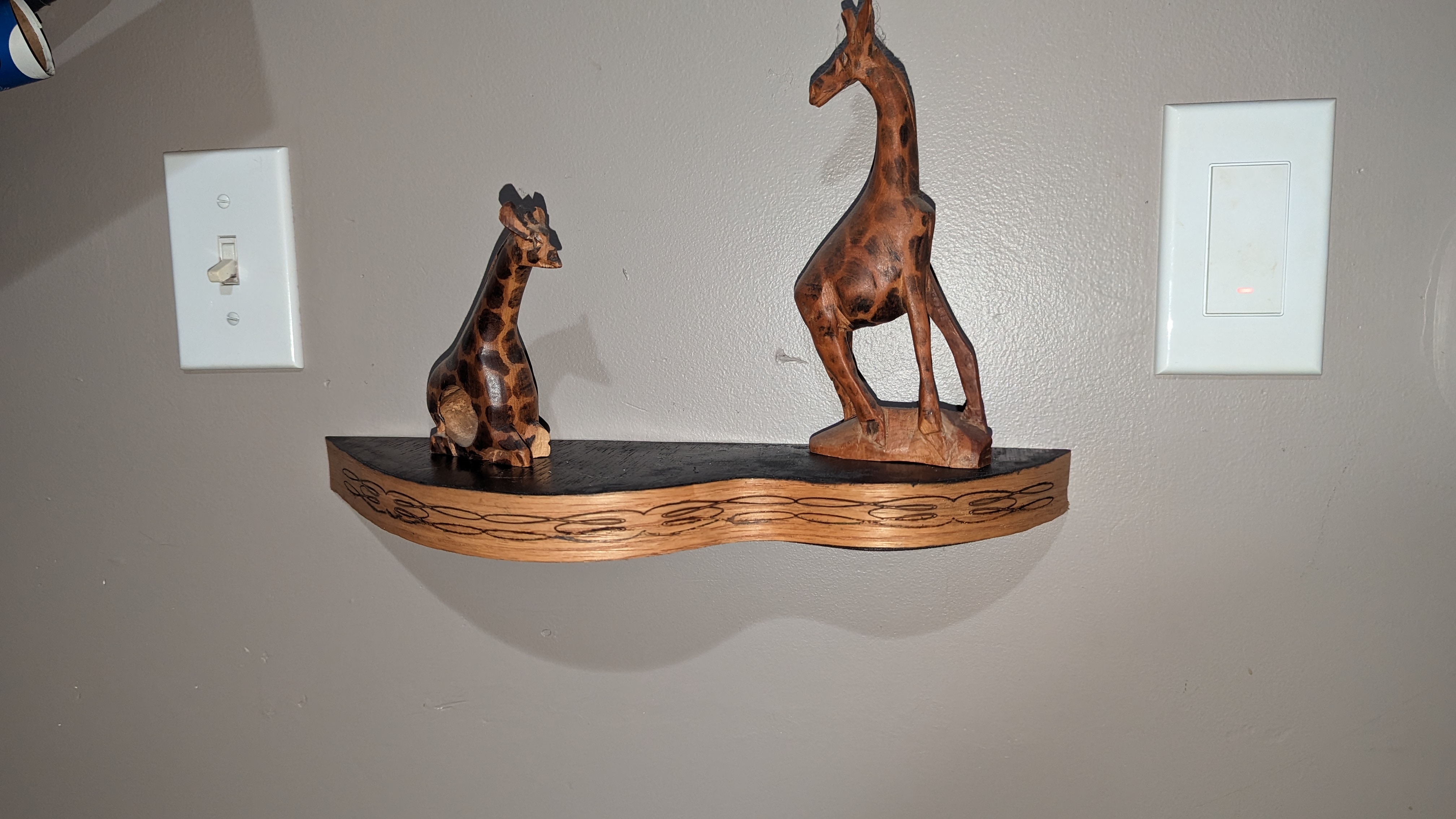 Wooden floating wall shelf