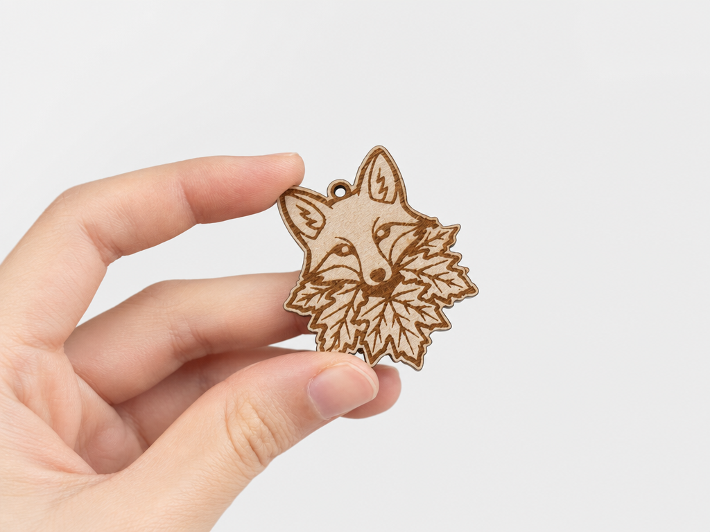 Fox Face Ornament with Leaf Pattern