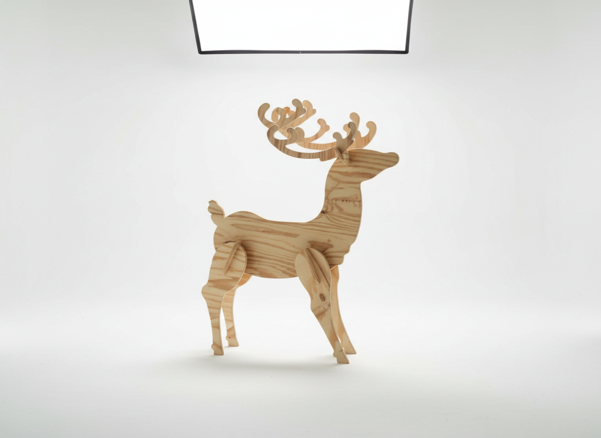 Wooden reindeer lawn statue for holiday yard display standing decoration
