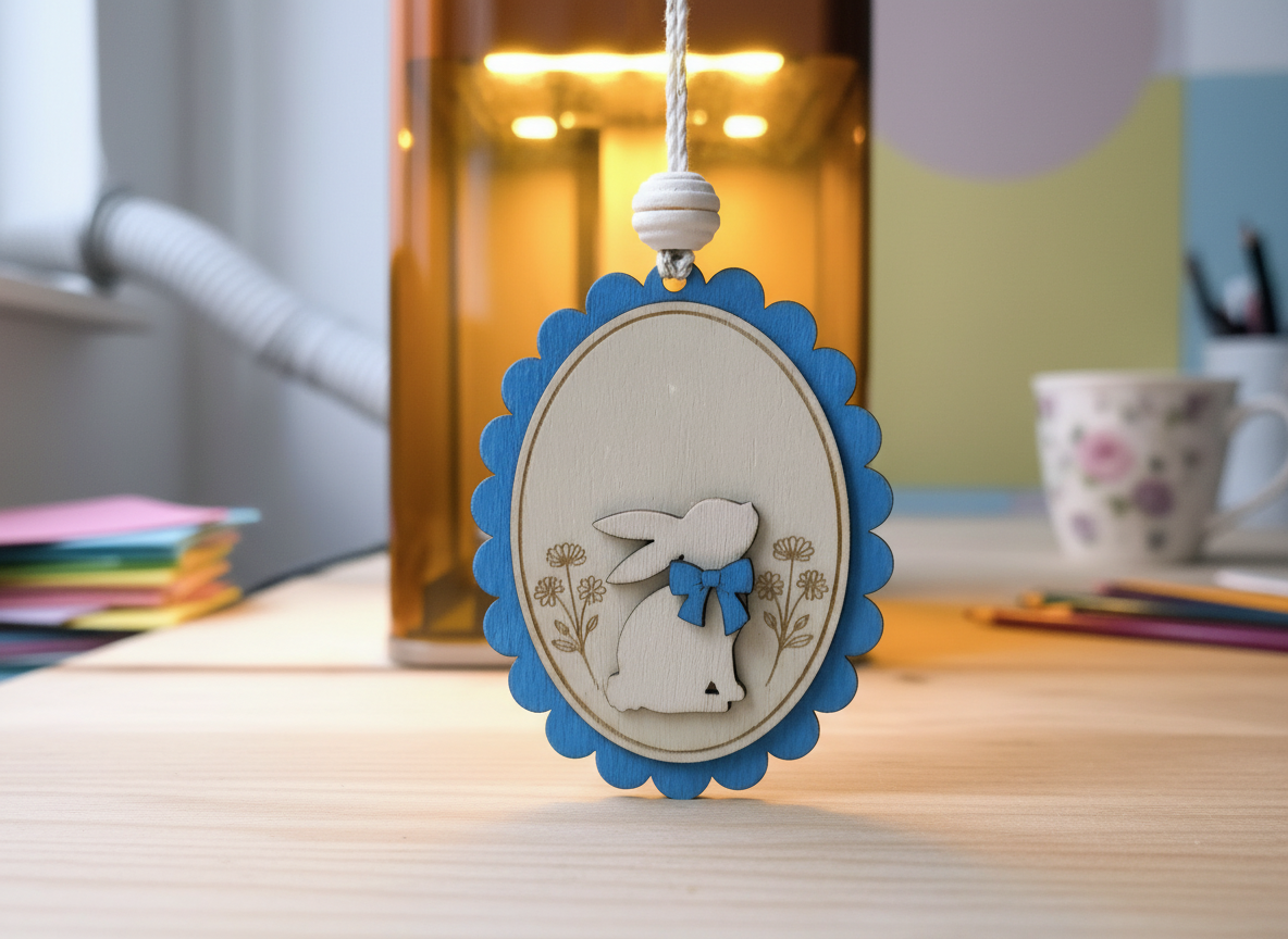 Mehrlagiger Oster-Hasen-Anhänger selbst gemachter Christbaumschmuck