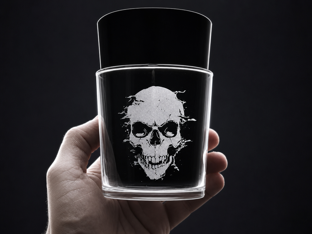 Whiskey Glass Featuring Detailed Skull Illustration retirement gift for men idea