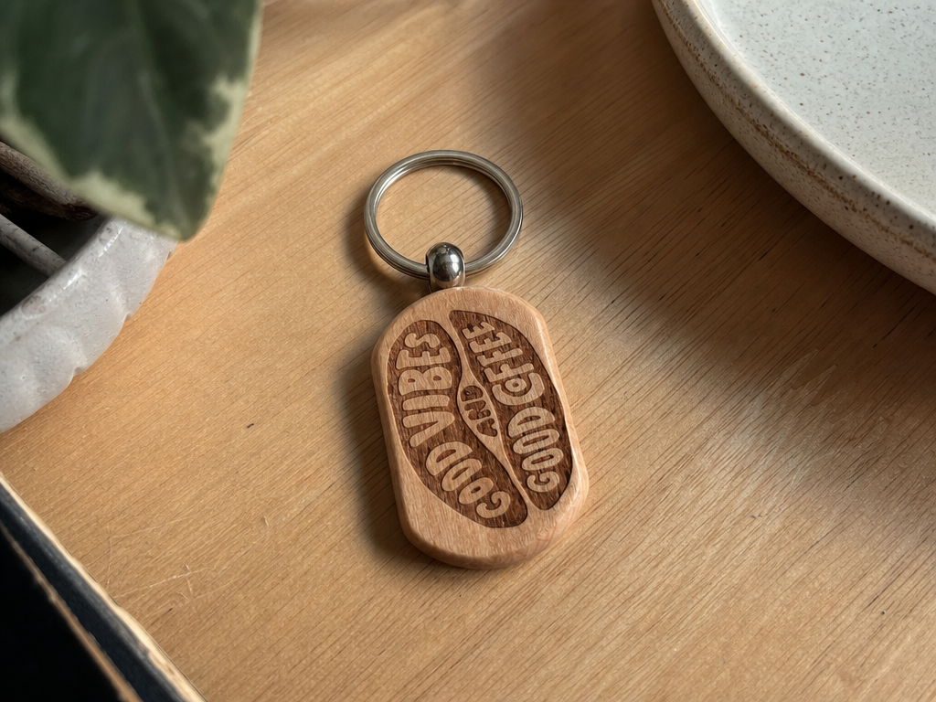 Good Vibes and Good Coffee Keychain wood keychain idea