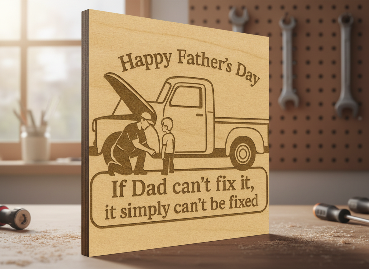 Father's Day Wooden Sign with Truck and Quote father's day gift design