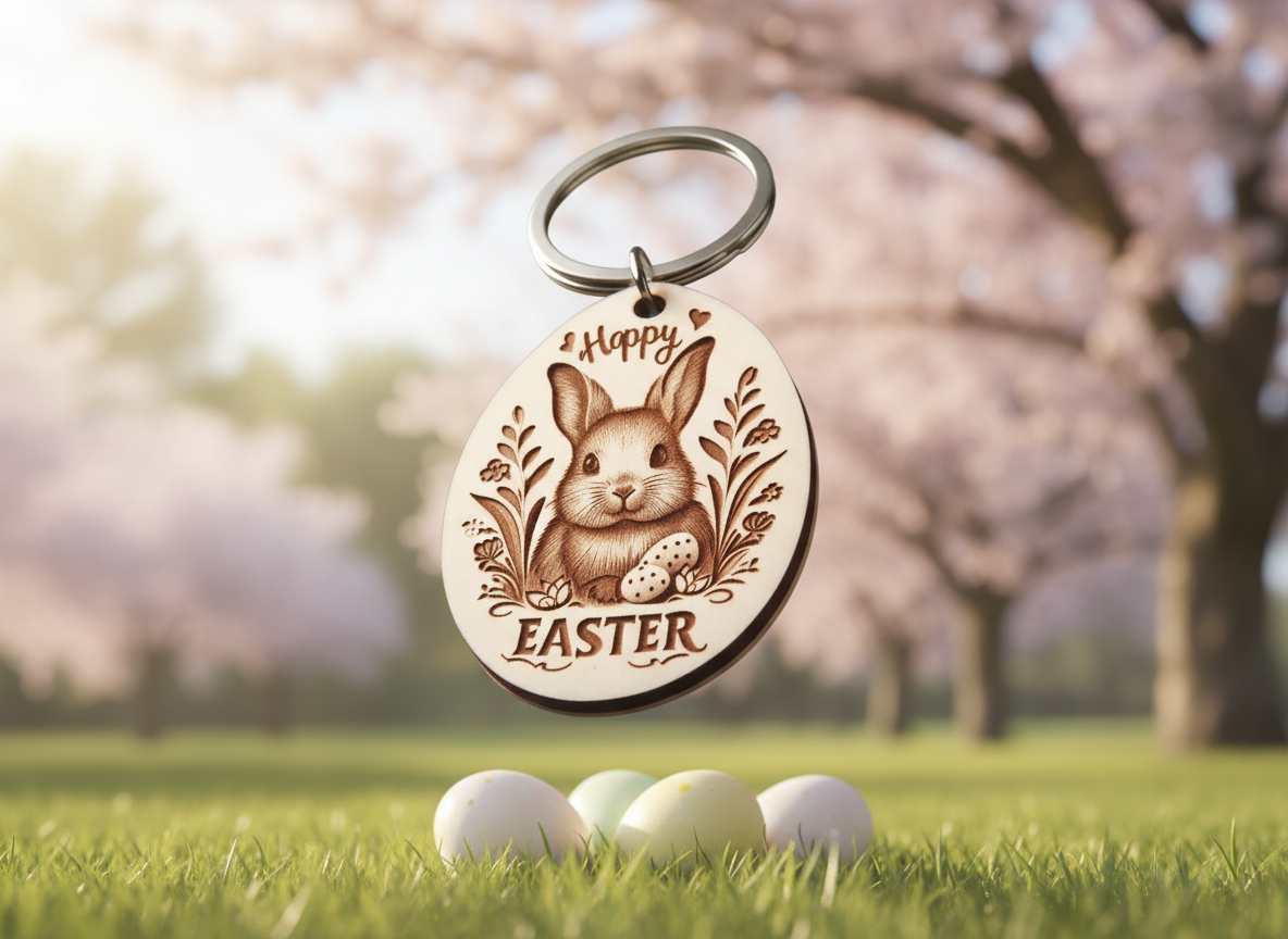 "Hoppy Easter" Bunny Keychain easter gift design