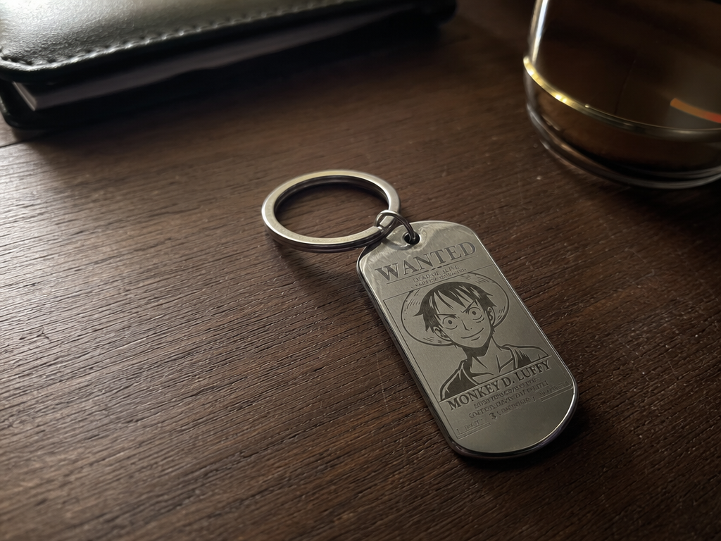 One Piece Bounty Poster Metal Keychain Luffy wanted design idea