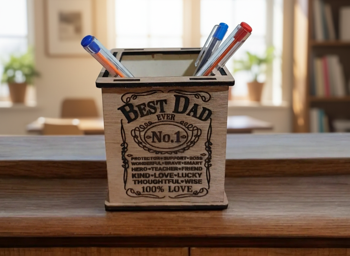 Best Dad Wooden Pen Holder office desk decor idea