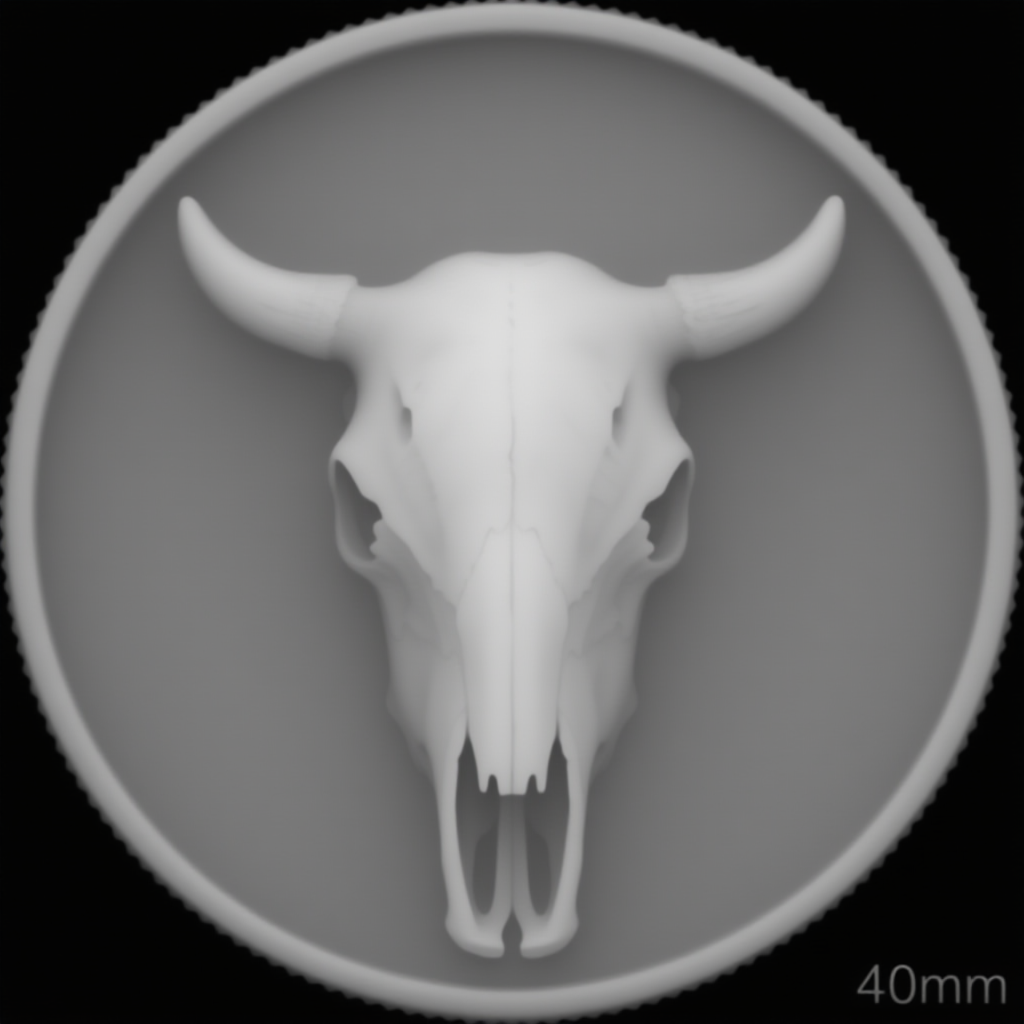 Laser Engraved Wooden Bull Skull Keychain with Metal Ring