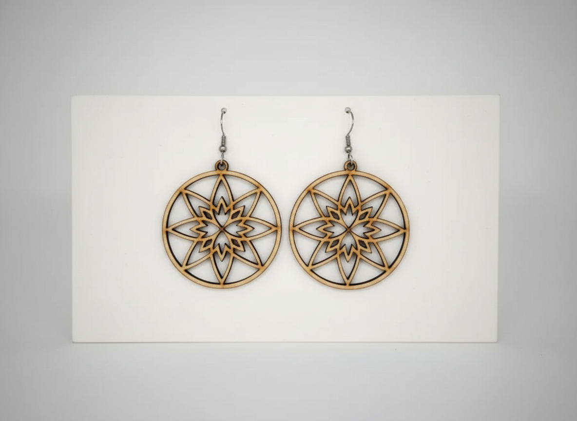 Geometric Wood Mandala/Rosette/Star Earrings (3-Design Collection) gift for her design