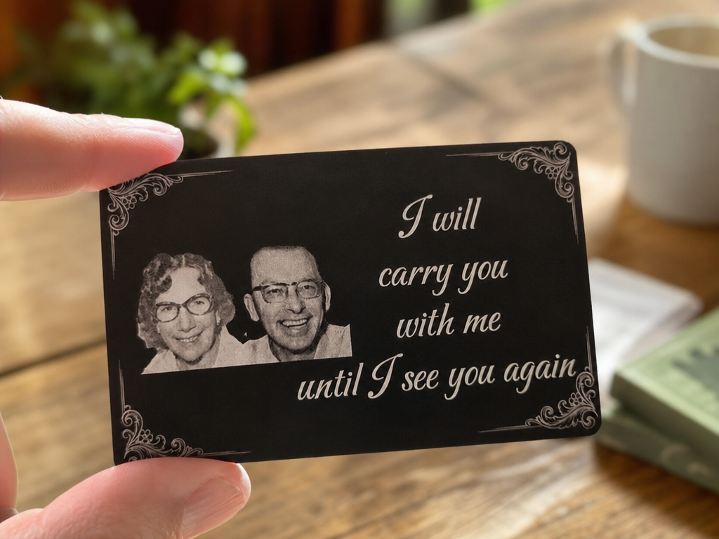 Memorial Wallet Card with Portrait and Quote memorial sympathy gift design
