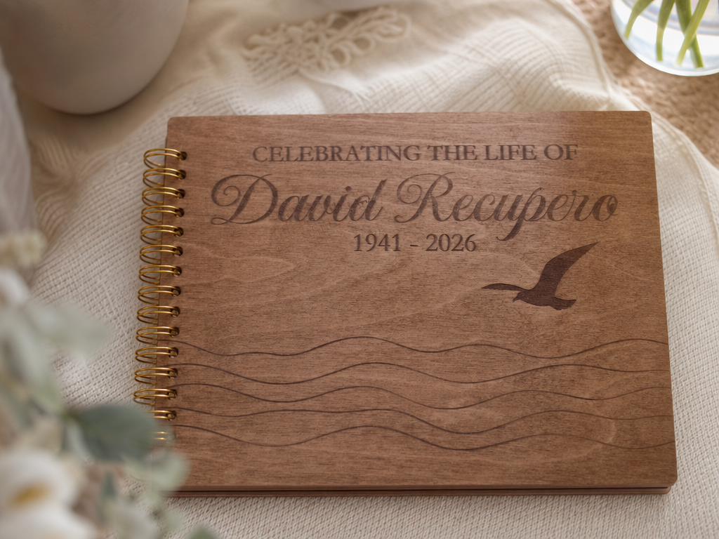 Personalized Wooden Memorial Photo Album memorial sympathy gift design