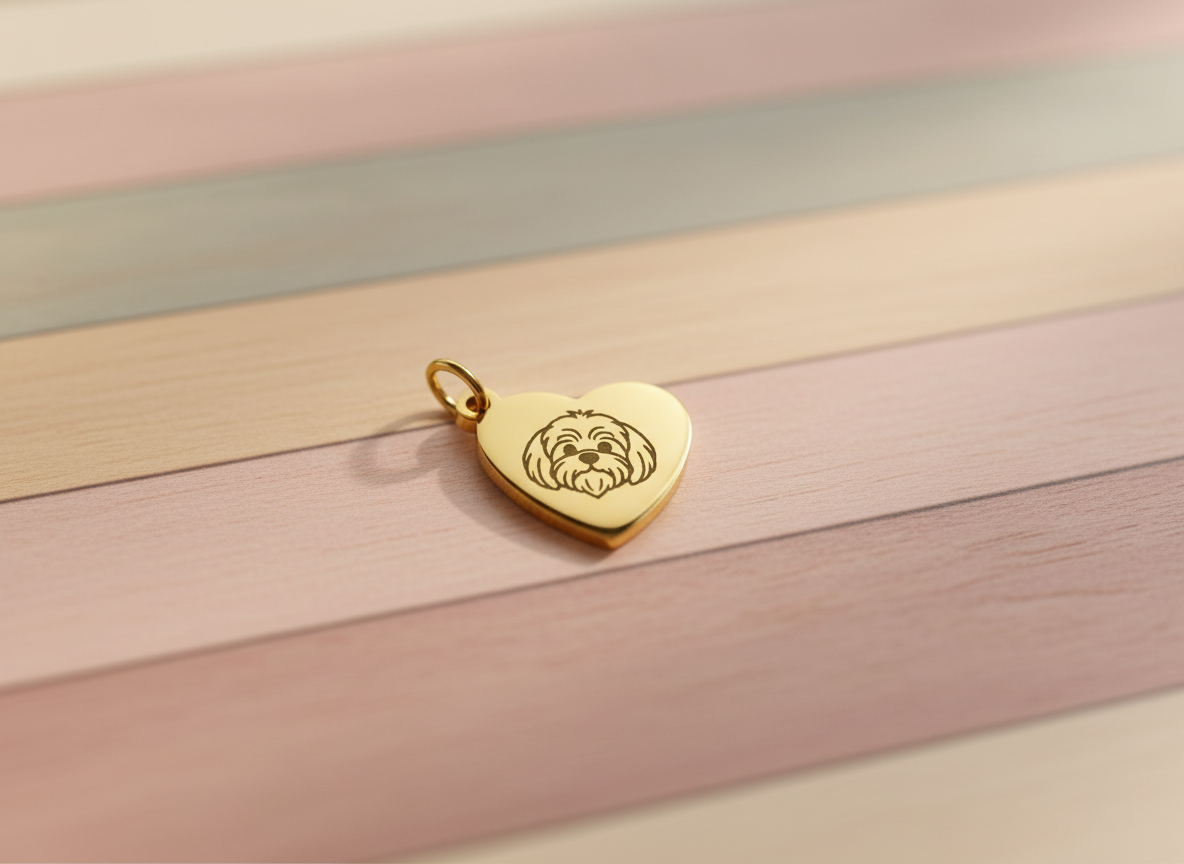 Gold Heart-Shaped Engraved Pendant Charm gift for her design