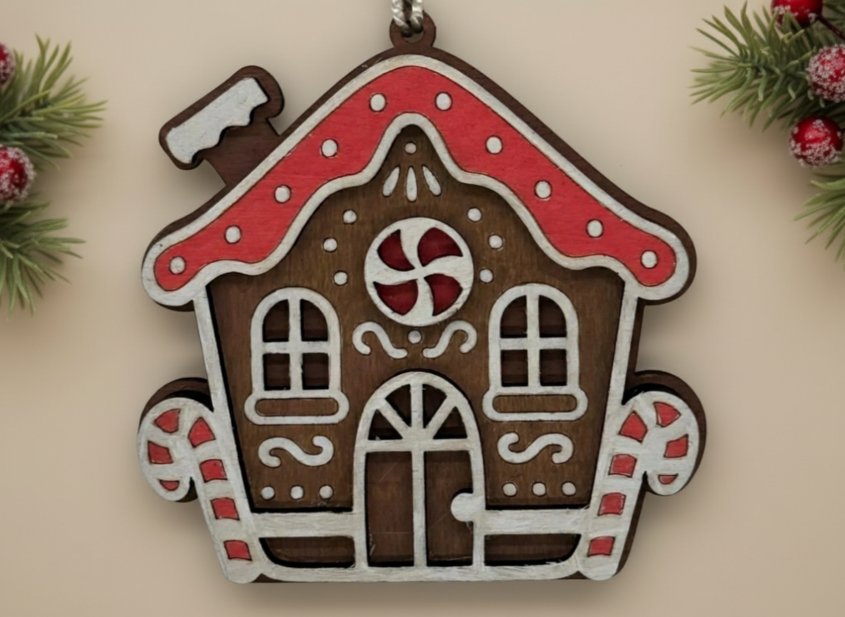 Gingerbread house v1 laser cut Christmas decoration