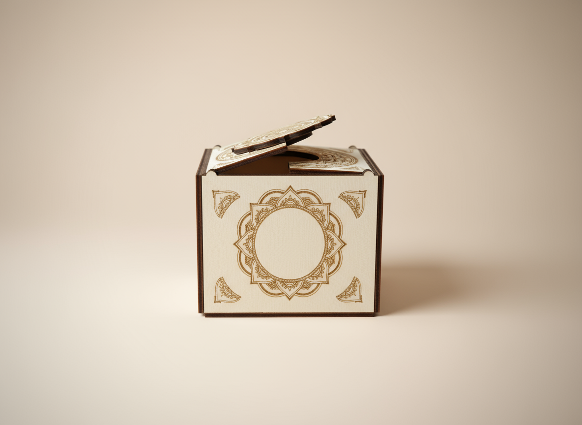 Laser Cut Wooden Decorative Storage Box with Mandala Engraving mandala craft idea
