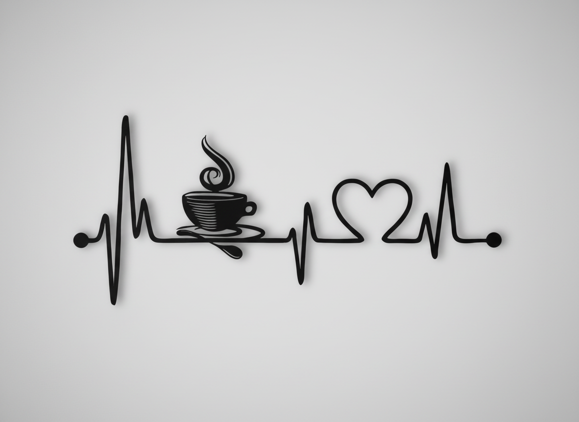 Coffee Heartbeat Line Wall Art kitchen wall art and decor idea