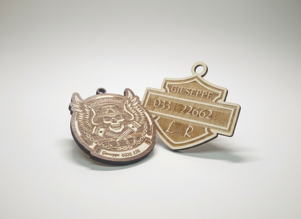 Badge nome personalizzati teschio e scudo motociclistico