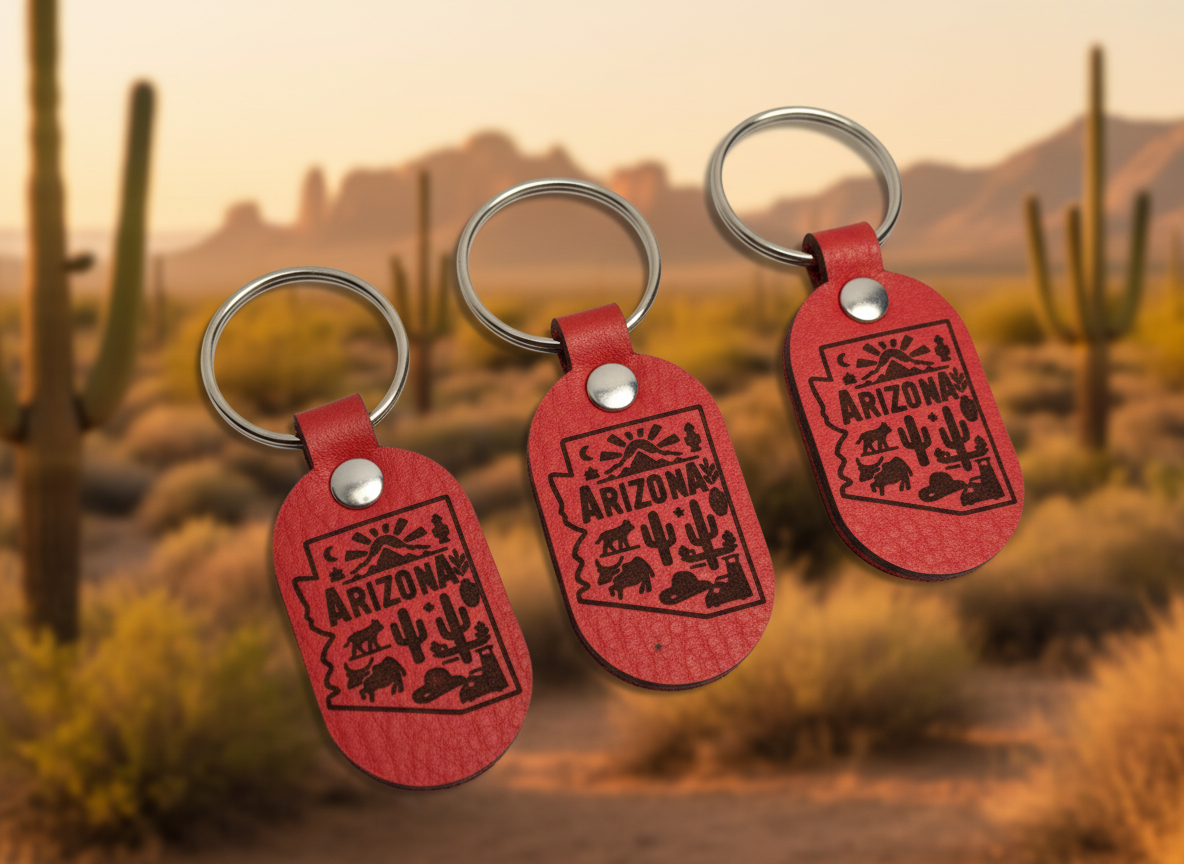 Arizona Souvenir Leather Keychain Set custom leather keychain idea