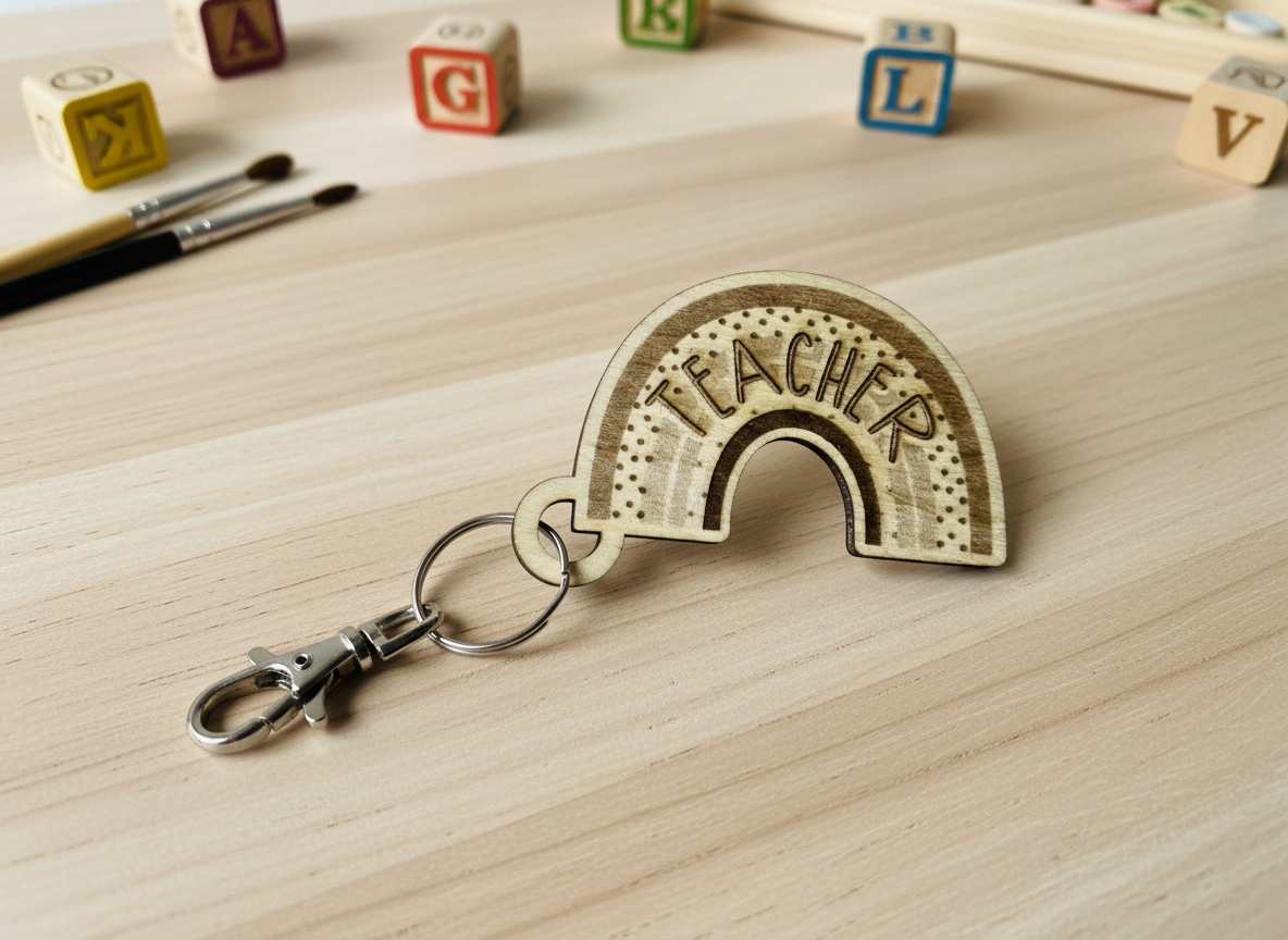 Personalized Rainbow Keyring (5 Pre-Made Titles) teacher gift design