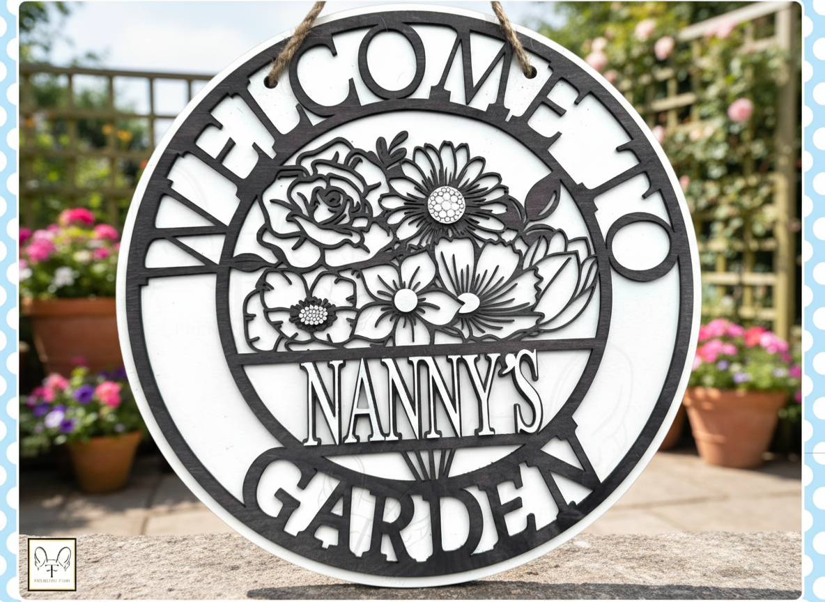 Pancarte de jardin Bienvenue chez Mamie (nom personnalisable) - Entièrement personnalisable et tutoriel PDF pour vous montrer comment !