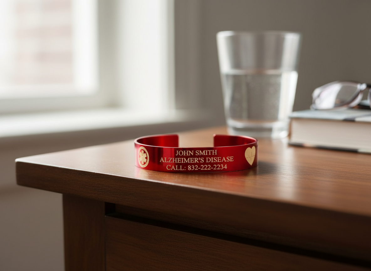 Medical ID bracelet laser engraved aluminum medical alert gift