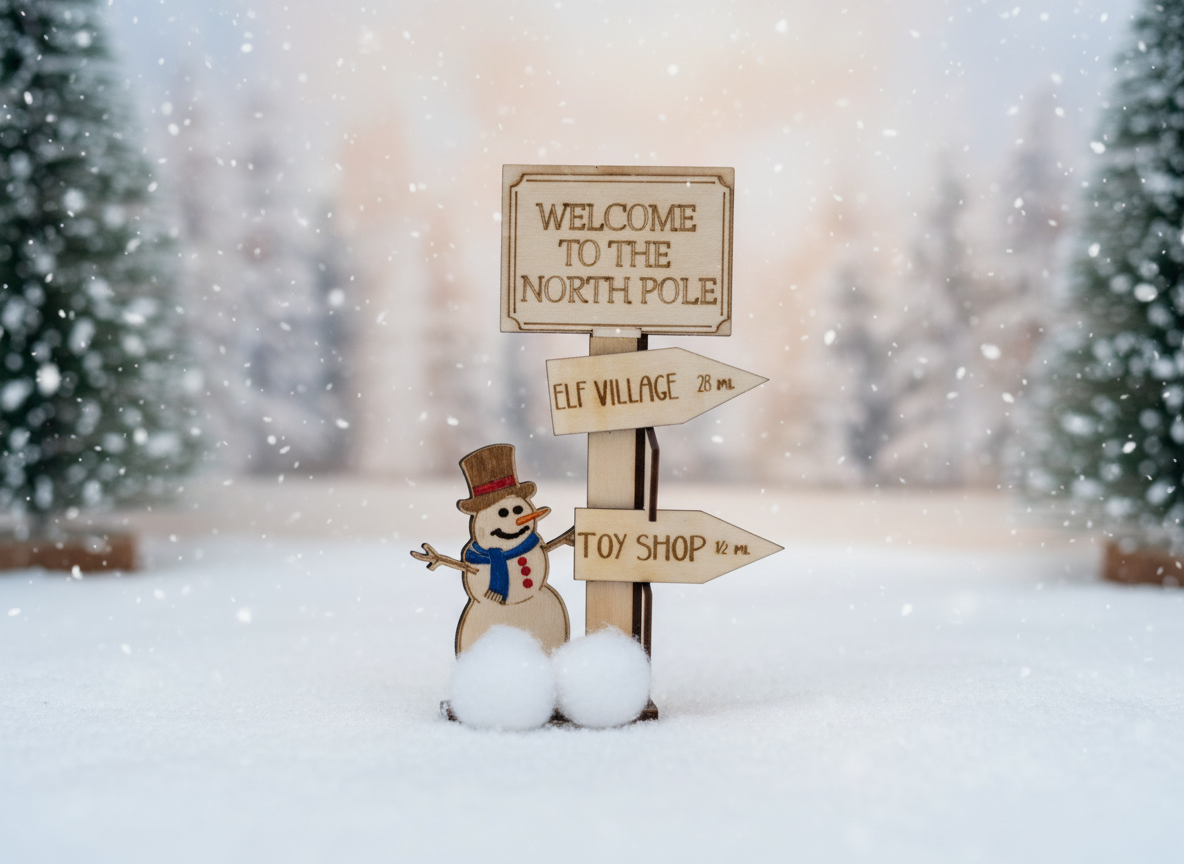 Welcome sign North Pole with snowman laser cut yard decoration