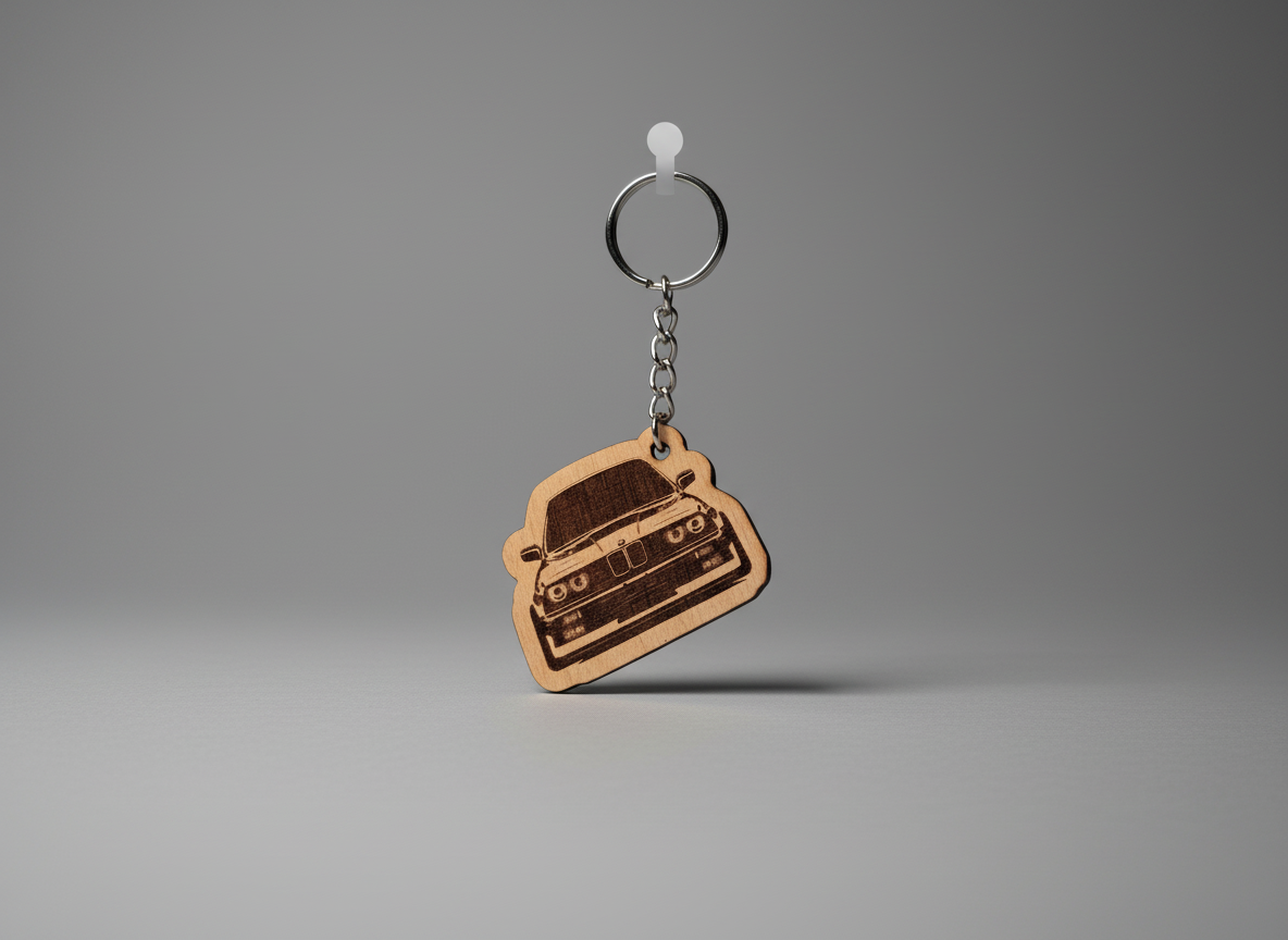 BMW E30 Wooden Car Keychain laser cut keychain idea for men