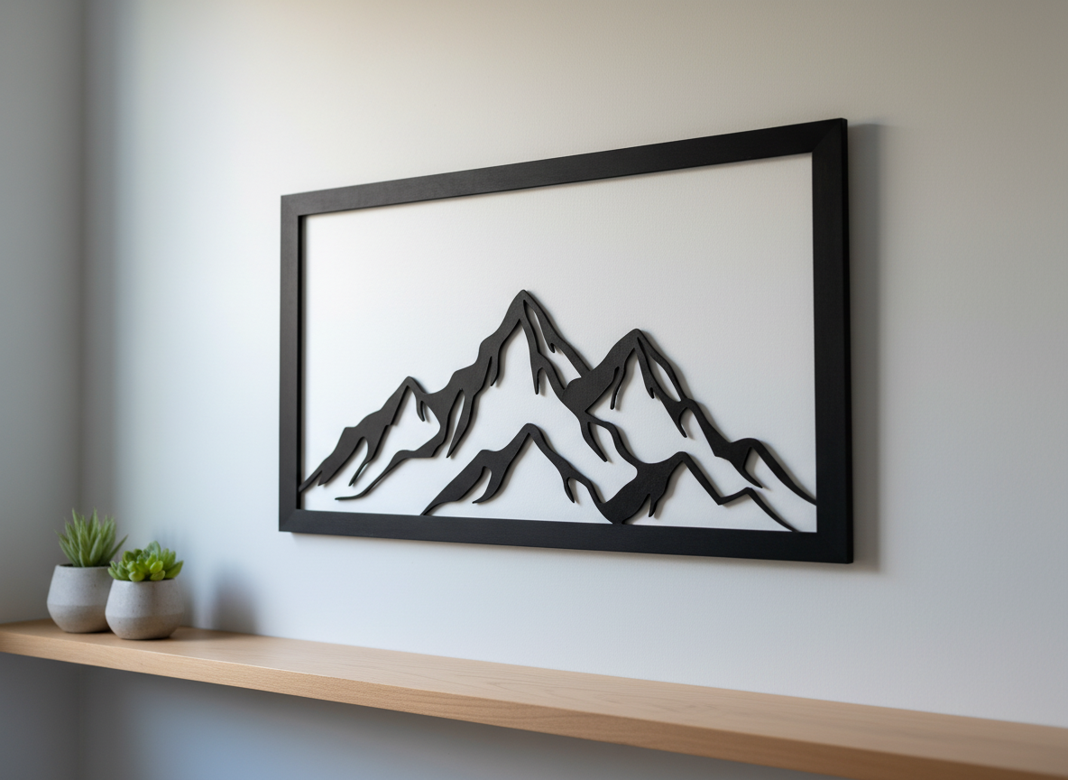 Black mountain range silhouette wall art decor