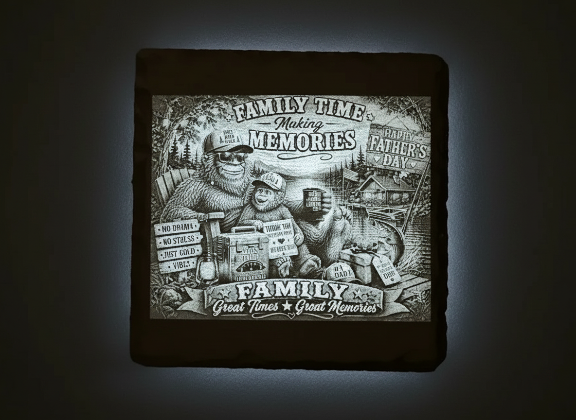Sasquatch Father and Child Family Time Coaster father's day gift design
