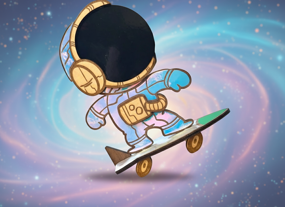 Spaceman Riding a Skateboard Wall Art gift for teens idea